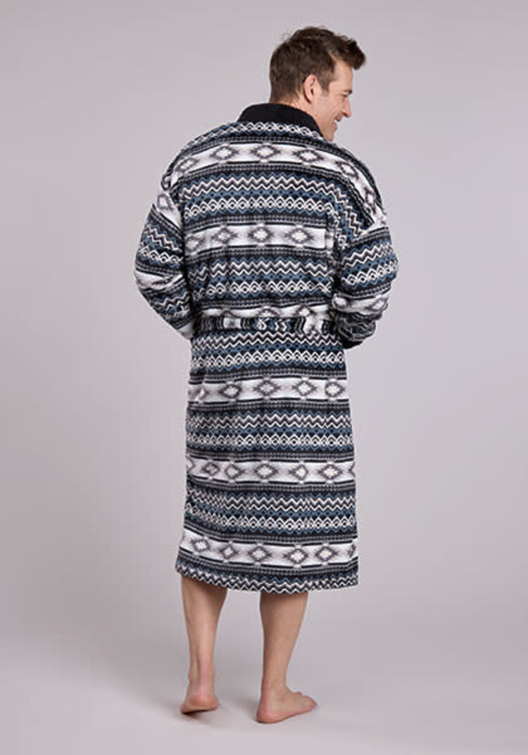 Roper Aztec Fleece Robe Black White