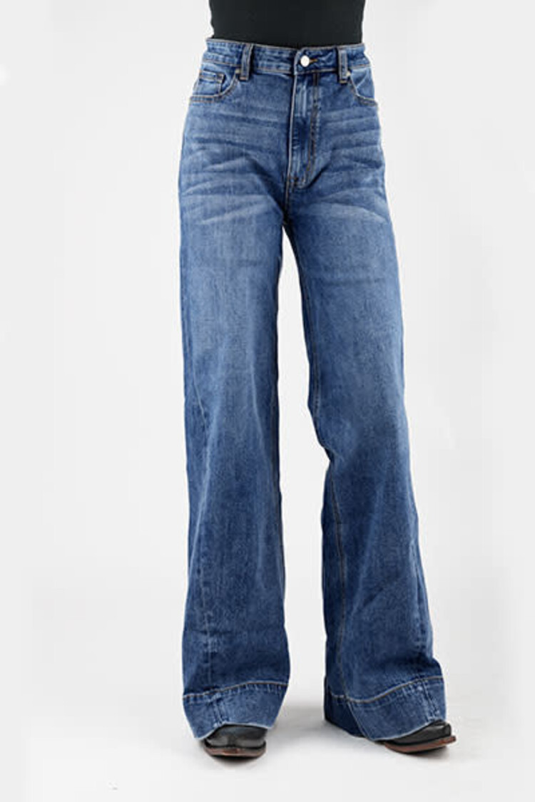 Tin Haul High Rise Wide Leg Gold Embroidered Pocket