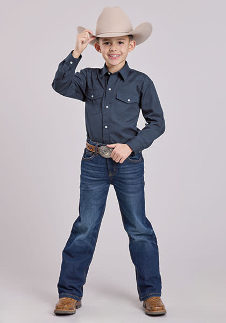 Roper Youth Two Pocket Snap Solid Deep Navy