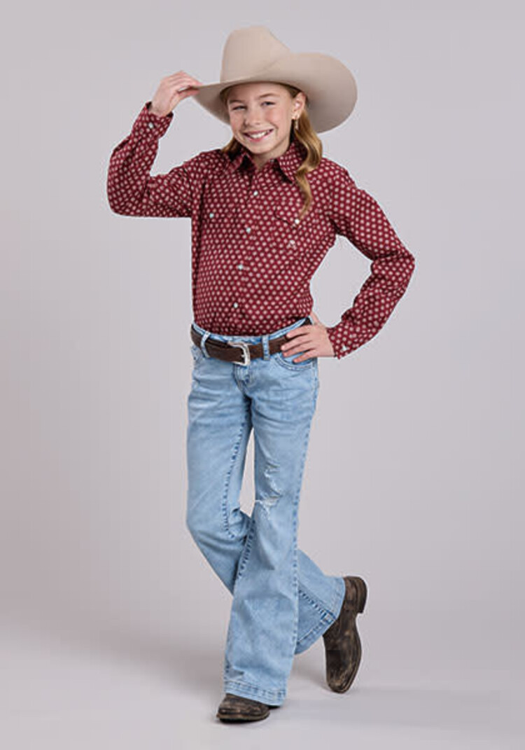 Roper Youth Stretch Two Pocket Snap Red