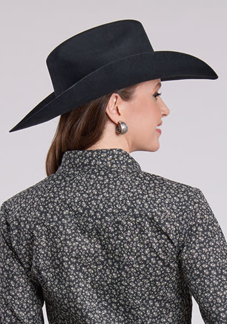 Roper Floral Print Black Grey Snap