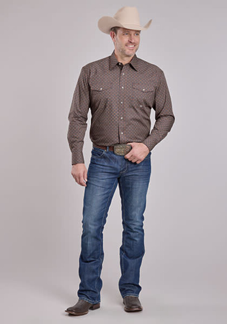 Roper Two Pocket Snap Navy Red Gold