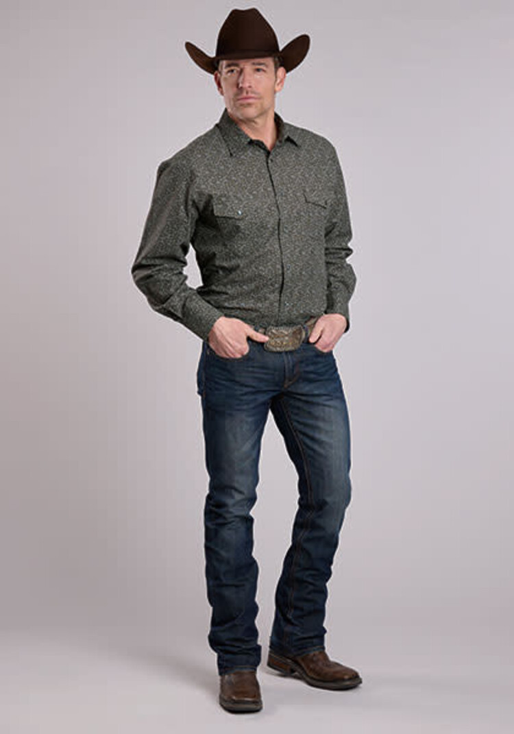 Roper Two Pocket Olive Floral Snap