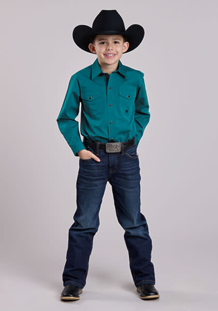 Roper Youth Two Pocket Black Fill Teal