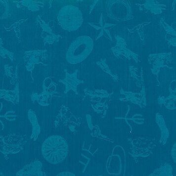 Wyoming Traders Aqua Cowboy Logo Jacquard Silk Scarf