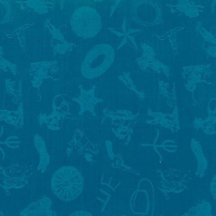 Wyoming Traders Aqua Cowboy Logo Jacquard Silk Scarf