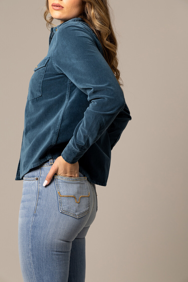 Kimes Ranch Bonnie Velveteen Snap Mid Blue