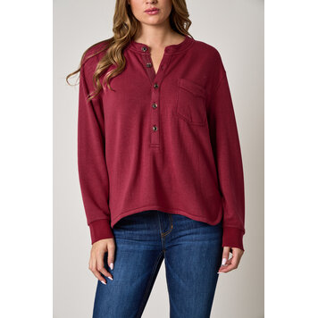 Kimes Ranch Elouise Henley Sweatshirt Maroon