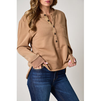 Kimes Ranch Elouise Henley Sweatshirt Brown
