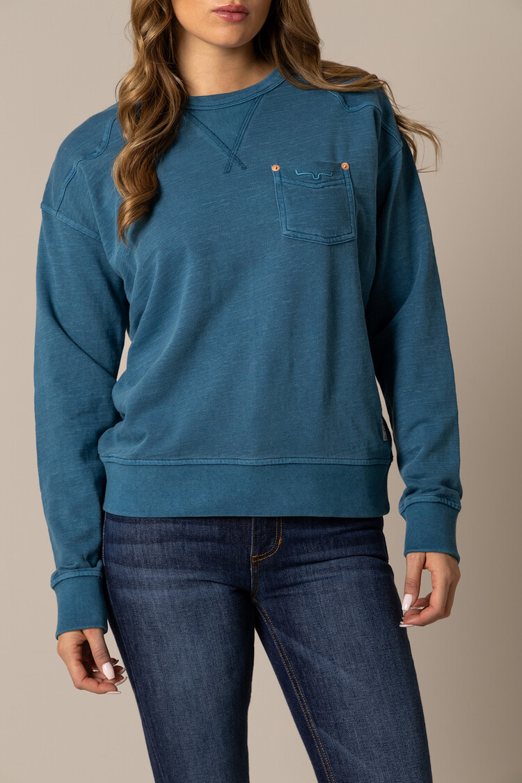 Kimes Ranch Gina Crewneck Sweatshirt Mid Blue