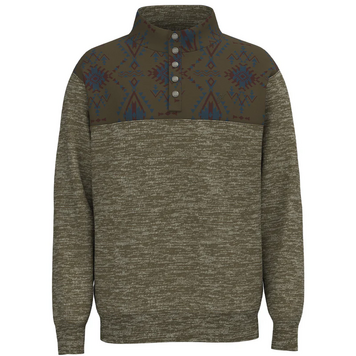 HOOey Stevie Brown Pullover Red Blue Aztec