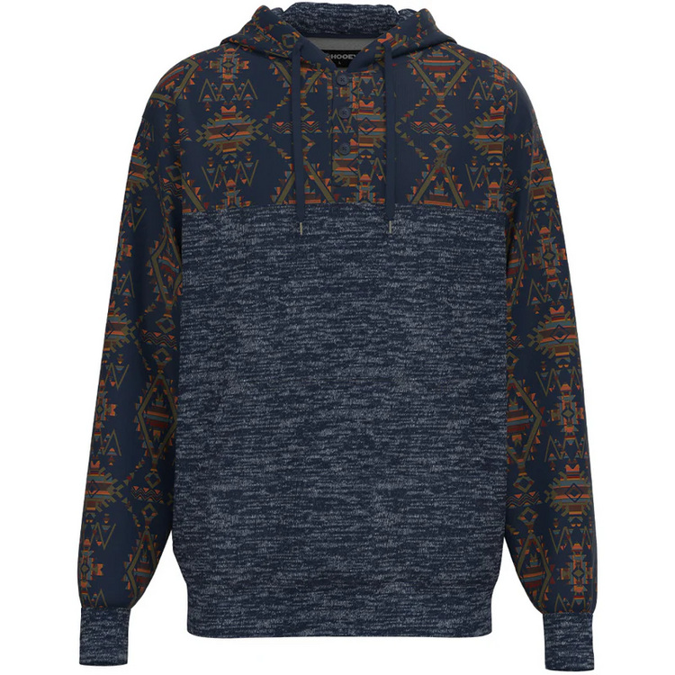 HOOey Jimmy Navy Hoodie Orange Aztec