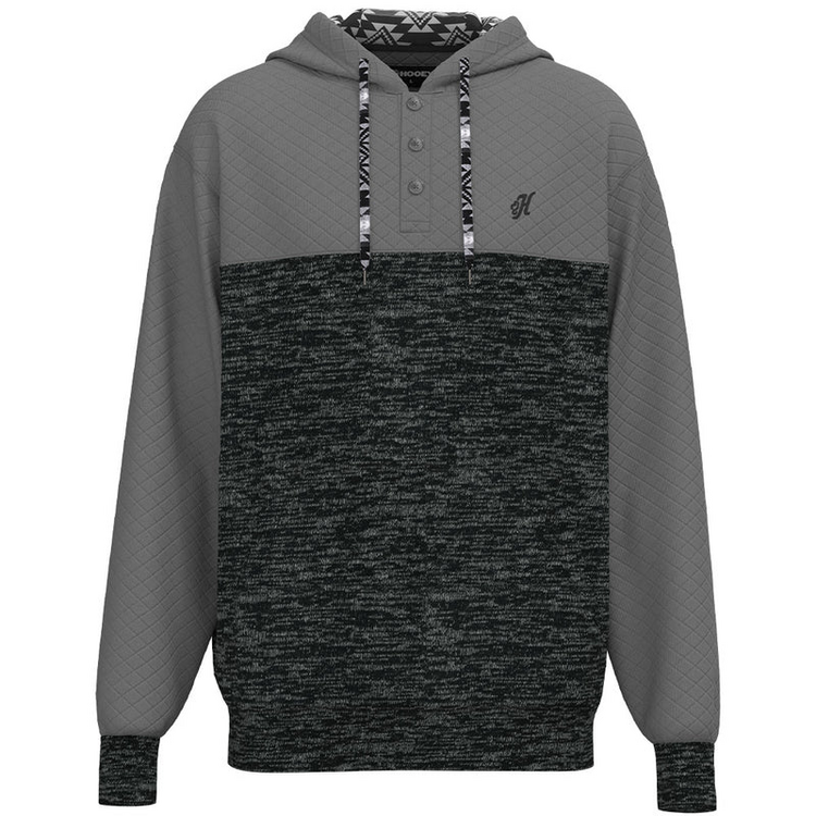 HOOey Jimmy Black Hoodie Grey Quilted