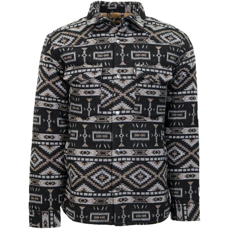 HOOey Durango Shacket Black Grey Aztec