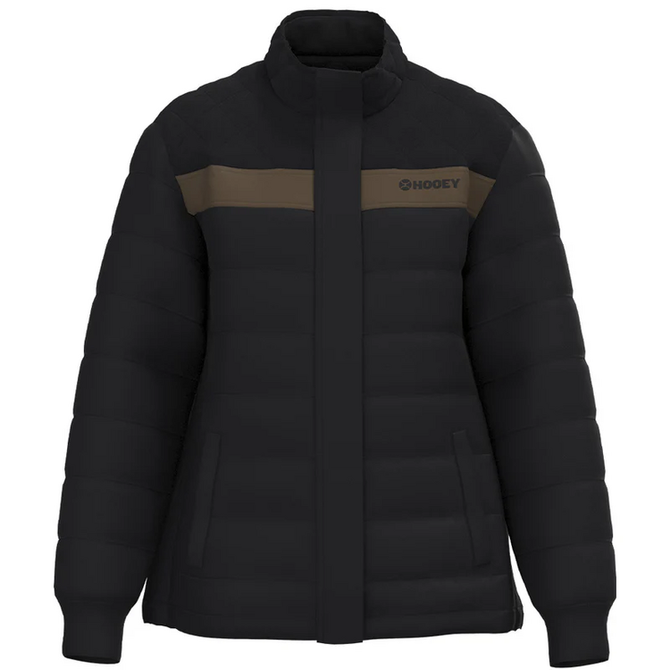 HOOey Banff Puffer Jacket Black Brown