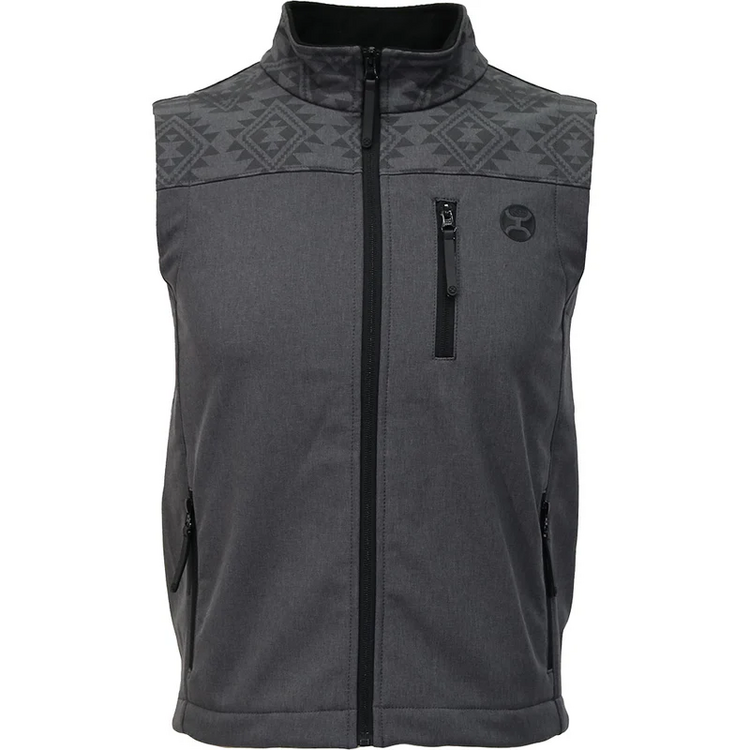 HOOey Jackson Softshell Vest Grey Aztec