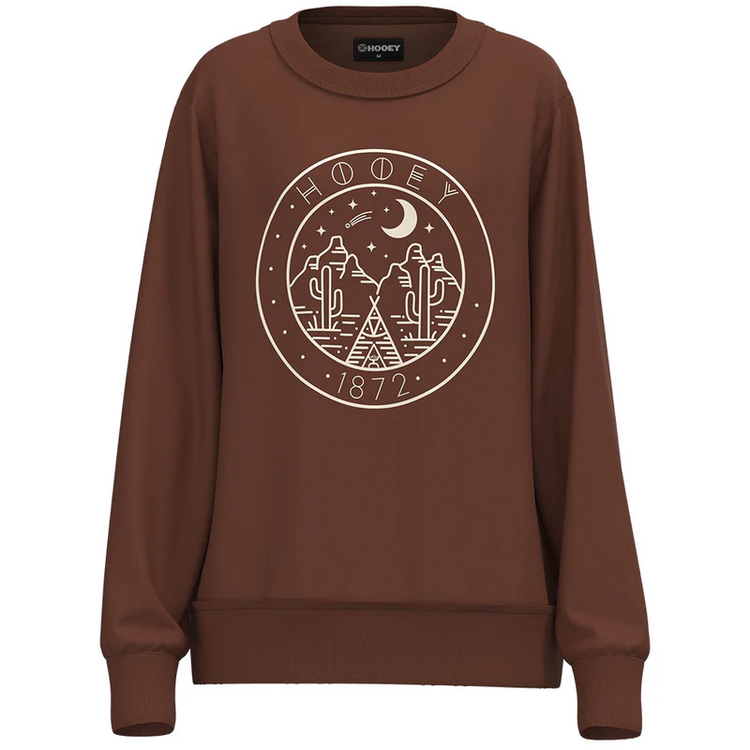 HOOey Youth Stallion Crew Brown Pullover