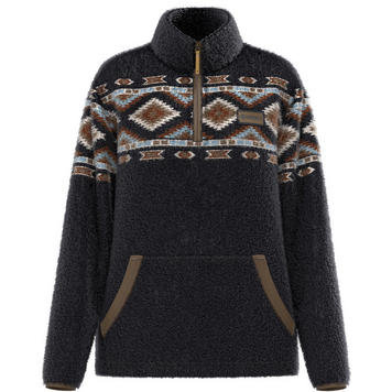 HOOey Kodi Fleece Pullover Black Aztec