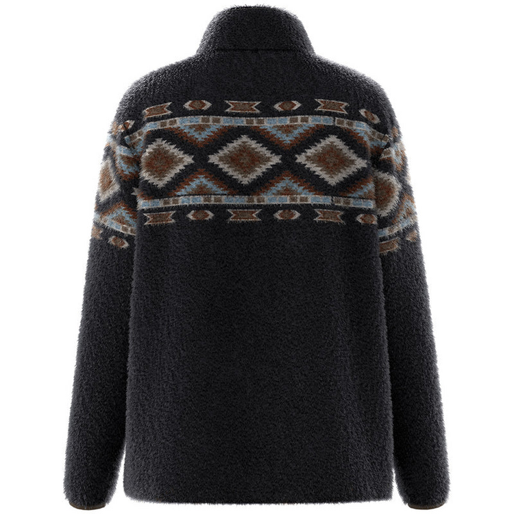 HOOey Kodi Fleece Pullover Black Aztec