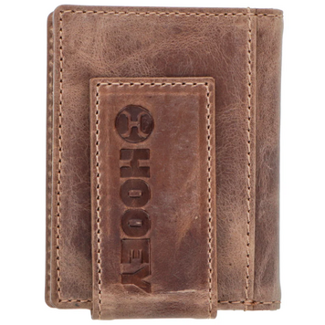 HOOey Dalton Smooth Brown Stitching Bifold Money Clip