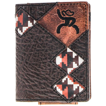 HOOey Tahonta Brown Tan Diamond Bifold Money Clip