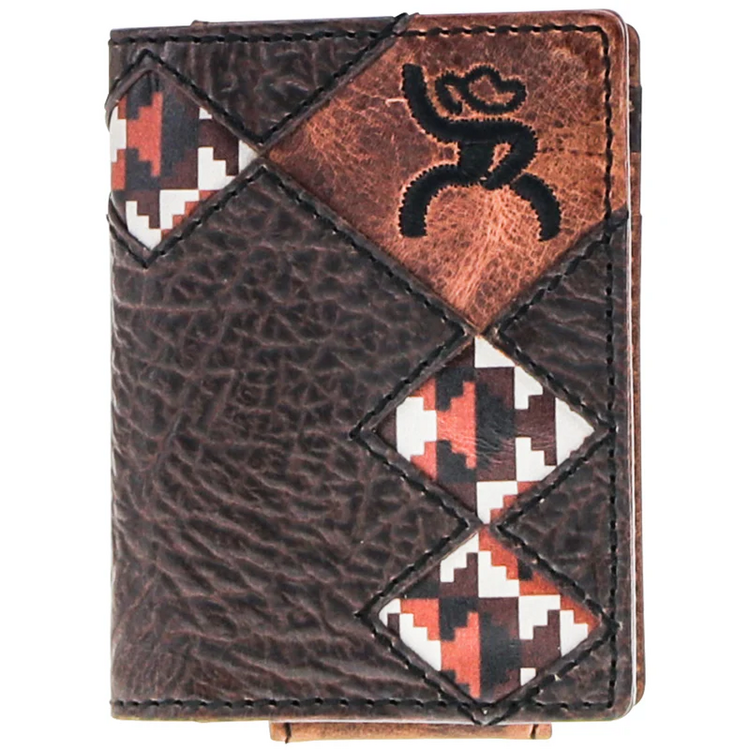HOOey Tahonta Brown Tan Diamond Bifold Money Clip