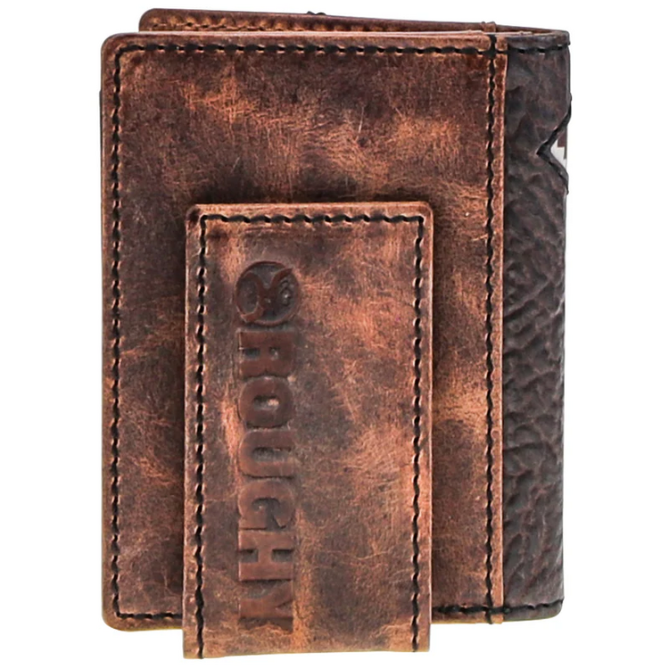 HOOey Tahonta Brown Tan Diamond Bifold Money Clip
