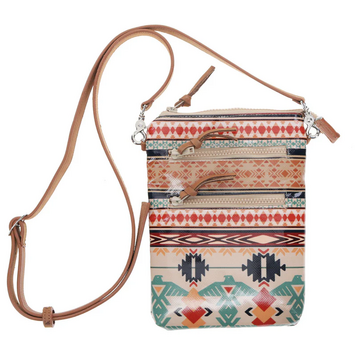 HOOey Thunderbird Tan Navy Chevron Crossbody Purse