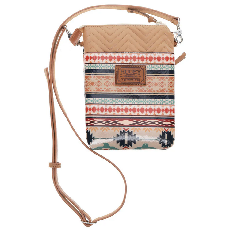 HOOey Thunderbird Tan Navy Chevron Crossbody Purse