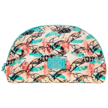 HOOey Topawa Feather Hooey Large Accessory Bag Feather Pattern Rose/Turquoise