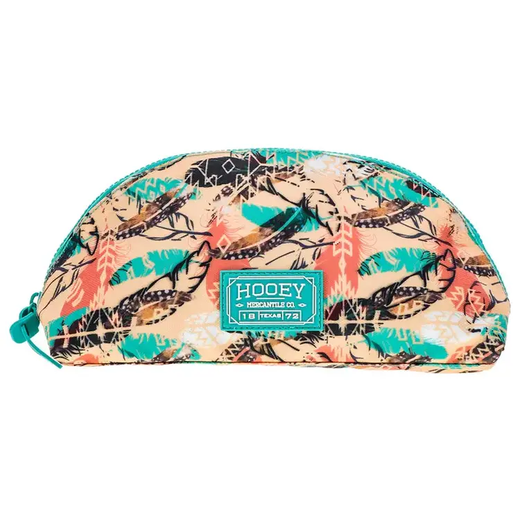 HOOey Topawa Feather Hooey Small Accessory Bag Feather Pattern Rose/Turquoise