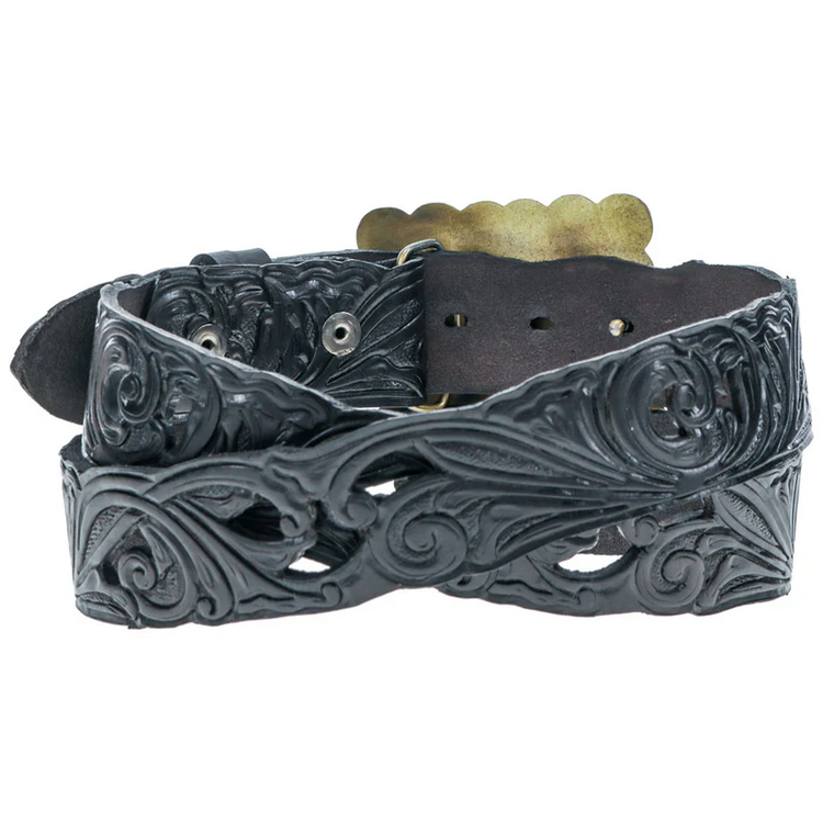 HOOey Rogue Black Filigree Cutout Belt