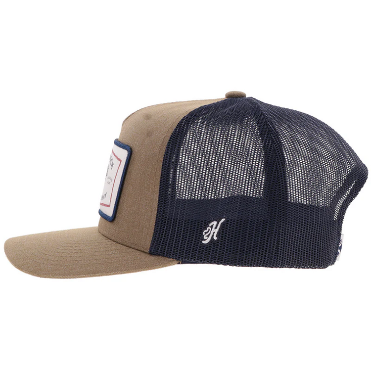 HOOey Rank Stock Hat Tan Navy Rectangle Patch