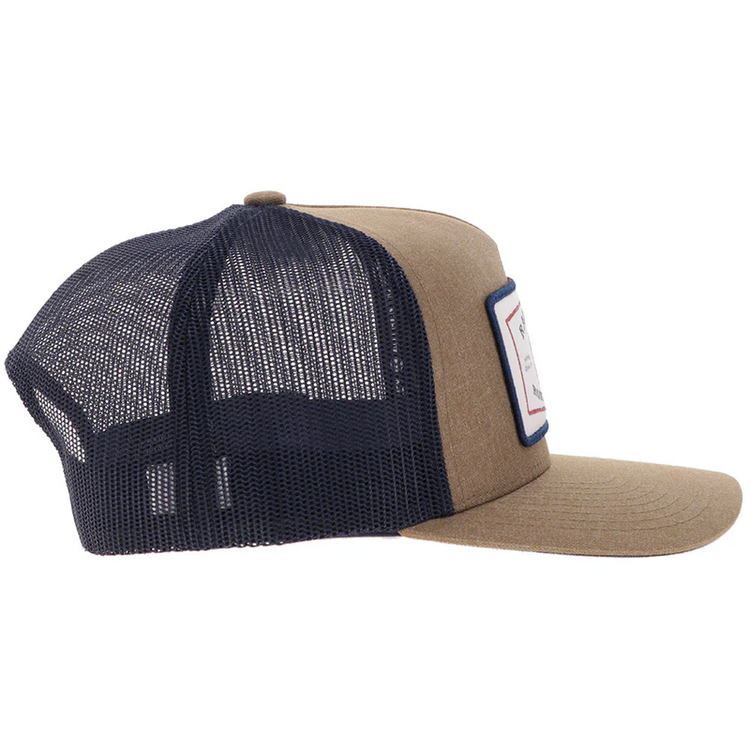 HOOey Rank Stock Hat Tan Navy Rectangle Patch