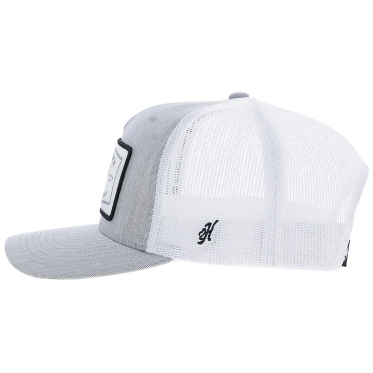 HOOey Rank Stock Hat Grey White Rectangle Patch