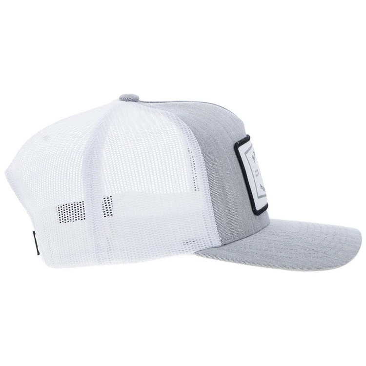 HOOey Rank Stock Hat Grey White Rectangle Patch