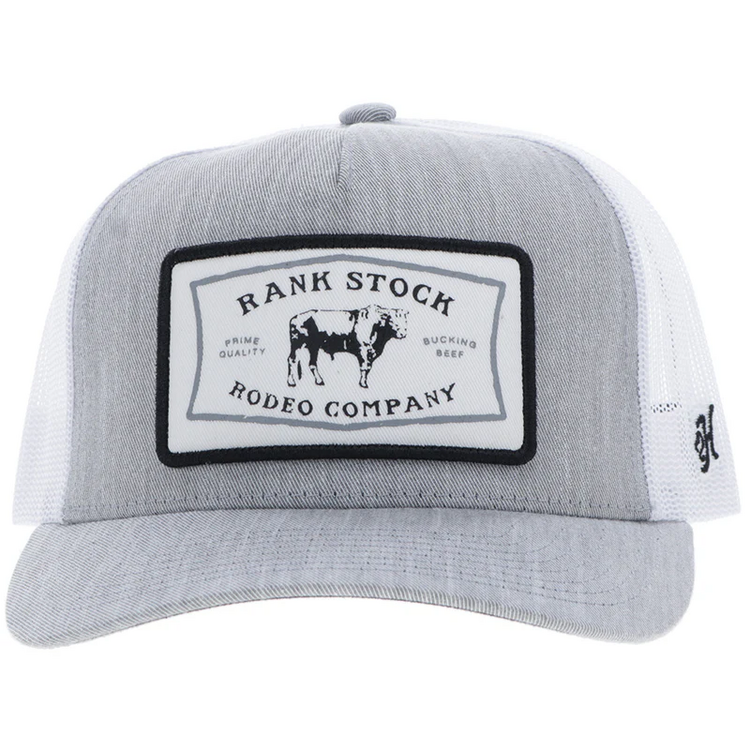 HOOey Rank Stock Hat Grey White Rectangle Patch