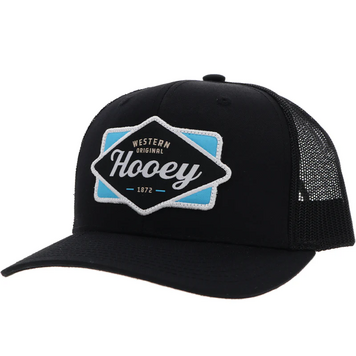 HOOey Diamond Hat Black Light Blue Black White Patch