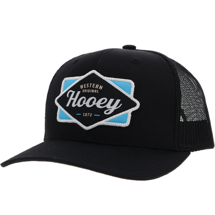 HOOey Diamond Hat Black Light Blue Black White Patch