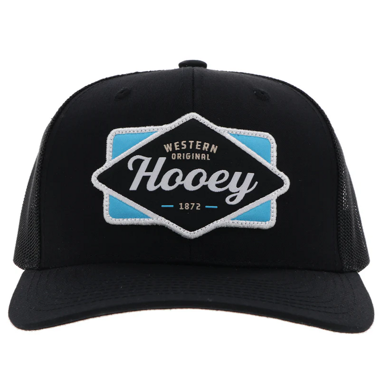 HOOey Diamond Hat Black Light Blue Black White Patch