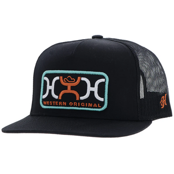 HOOey Loop Hat Black Turquoise Orange Patch