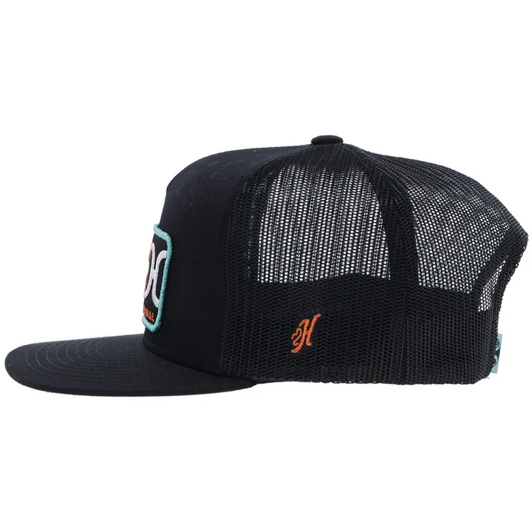 HOOey Loop Hat Black Turquoise Orange Patch