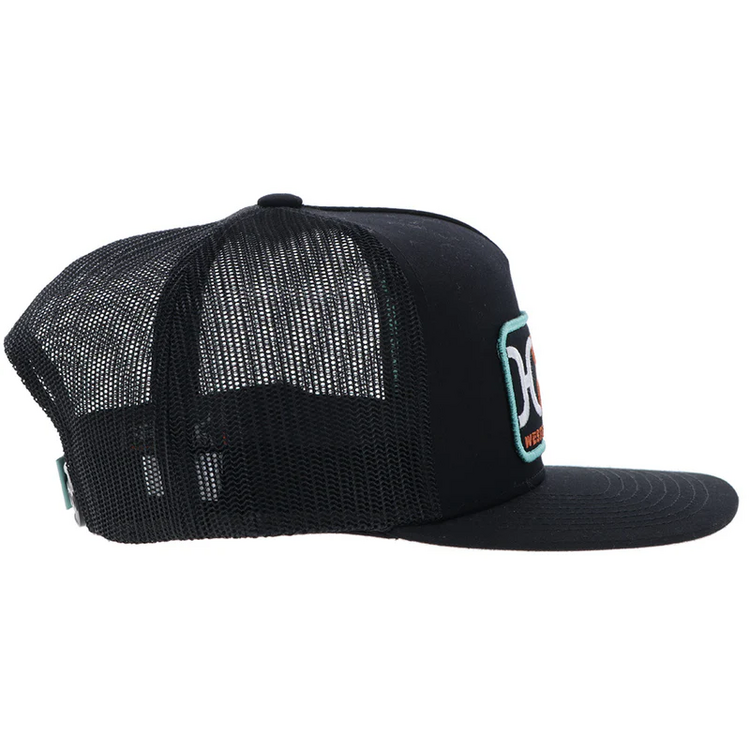 HOOey Loop Hat Black Turquoise Orange Patch