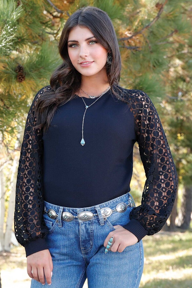 Cruel Denim Waffle Knit Blouse