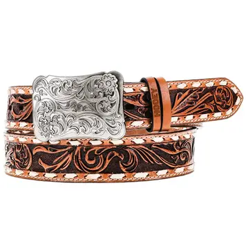 HOOey Ladies Sonoma Brown/Ivory Floral Hand Tooled Belt