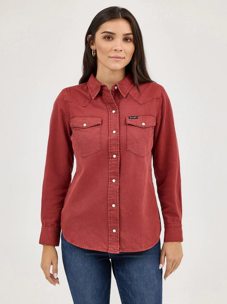 Wrangler Color Wash Slim Snap Rusty Red