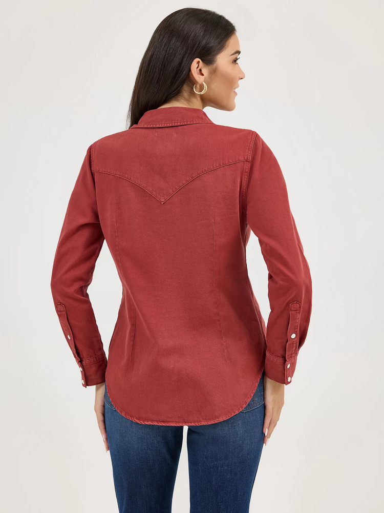 Wrangler Color Wash Slim Snap Rusty Red