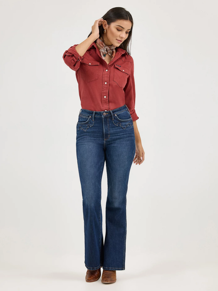 Wrangler Color Wash Slim Snap Rusty Red