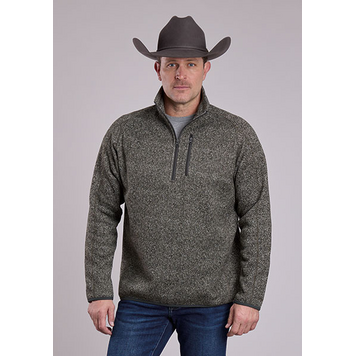 Stetson 1/4 Zip Bonded Knit Sweater Green
