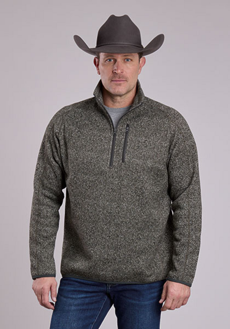 Stetson 1/4 Zip Bonded Knit Sweater Green